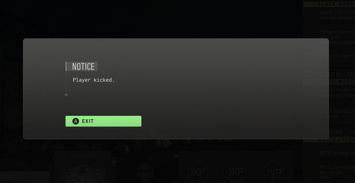 Robbie Earle (@robbieearle) on Twitter photo Is it even a DMZ session if you don't get kicked from the game for no reason at least once? Inquiring minds need to know...Fix it! <a href="/InfinityWard/">Infinity Ward</a> <a href="/CallofDuty/">Call of Duty</a> #CallofDuty #CallofDutyModernWarfare2 Is it even a DMZ session if you don't get kicked from the game for no reason at least once? Inquiring minds need to know...Fix it! <a href="/InfinityWard/">Infinity Ward</a> <a href="/CallofDuty/">Call of Duty</a> #CallofDuty #CallofDutyModernWarfare2
