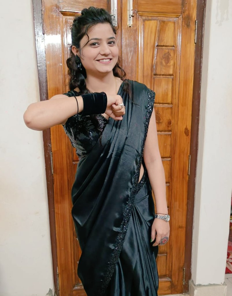 At my best friend's marriage.
#blacksaree
#sareelove