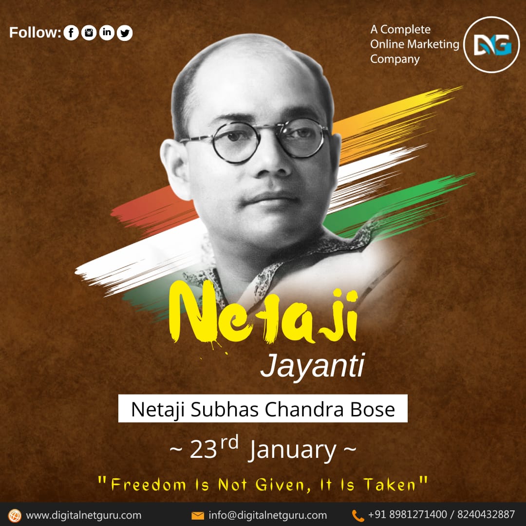digitalnetguru's tweet photo. 💁Let’s gather to pray for Subhas Chandra Bose on his birthday, Subhas Chandra Bose Jayanti, and to honour our country’s greatest national hero.

.
.
.
.
.
.

#digitalnetguru #digitalmarketing #23january2023 #patriotism #india #freedom #NetajiJayanti #NetajiSubhashChandraBose https://t.co/aEtI2dEKtZ