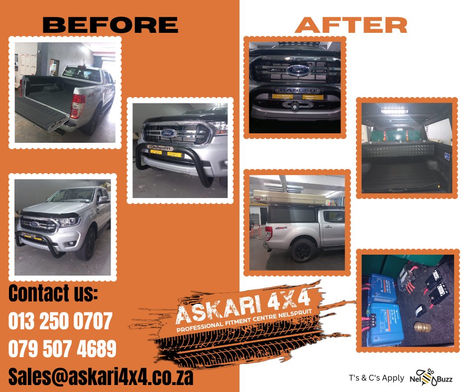 Professional 4x4 Accessories Fitment Centre
For the best workmanship and quality products come visit us @ Askari 4x4 Nelspruit
Conqueror approved service and repairs agent
Visit us at:
Shop 16 Riverside Junction Centre, Emnotweni Ave
Contact us for your quote today:
013 250 0707