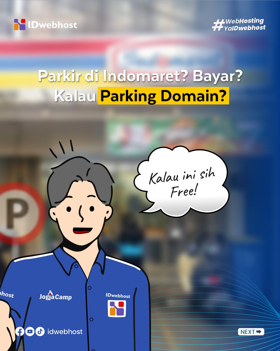 idwebhost's tweet image. Yang beberapa waktu lalu rame, soal parkir di Indomaret nih 😁

Dalam Domain Hosting juga ada lho, istilahnya &quot;Parking Domain&quot; 🤔

Pengen tahu lebih lanjut soal istilah domain hosting lainnya, cek slide selanjutnya 

#WebHostingYaIDwebhost #domain #domainhosting #parkingdomain