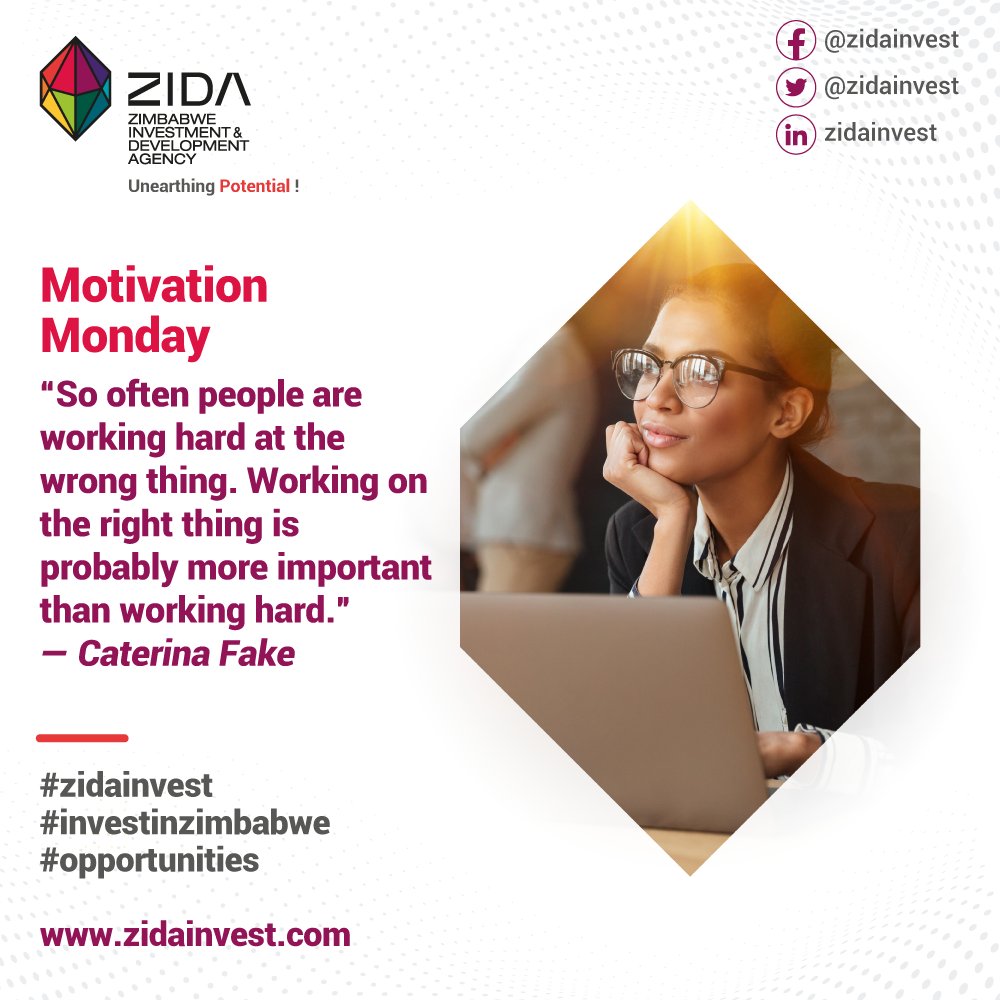 @zidainvest: '“So often people are working hard at the wrong thing. Working on the right thing is probably more important than working hard.” — Caterina Fake

#zidainvest #investinzimbabwe #opportunities ' , see more tweetedtimes.com/topic/Caterina…