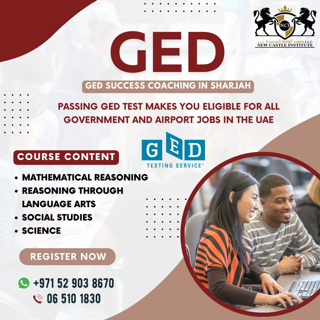 Join us and prepare yourself for GED with our well-experienced trainers.
✅ Call / Whatsapp : +971 6 5101830 | +971 52 903 8670
#Ncigulfsharjah #Internationalstudents #Learnged #Onlineeducation #Ncigulfuae #Germanlanguageclasses #Sharjah #Ncigulf #Learngerman #Ajman #Oetclasses