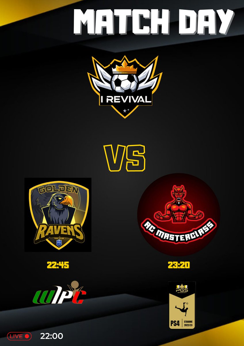 PARTITE DI STASERA ⏳🎮

🏆<a href="/BocaGamingASD/">ASD_BOCA_GAMING</a> #WICP
🆚#GoldenRavens
⏰22:45

🏆@pgsvaticancity
🆚@Ac_masterclass_
⏰23:20