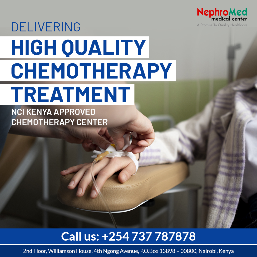 We are dedicated to providing high quality chemotherapy treatment. Call us today on +254 737 787878 for an appointment!

#cancer #chemotherapy #chemotherapytreatment #chemotherapysupport #cancercare #cancercenter #cancersupport #cancercenternairobi #NephromedKenya