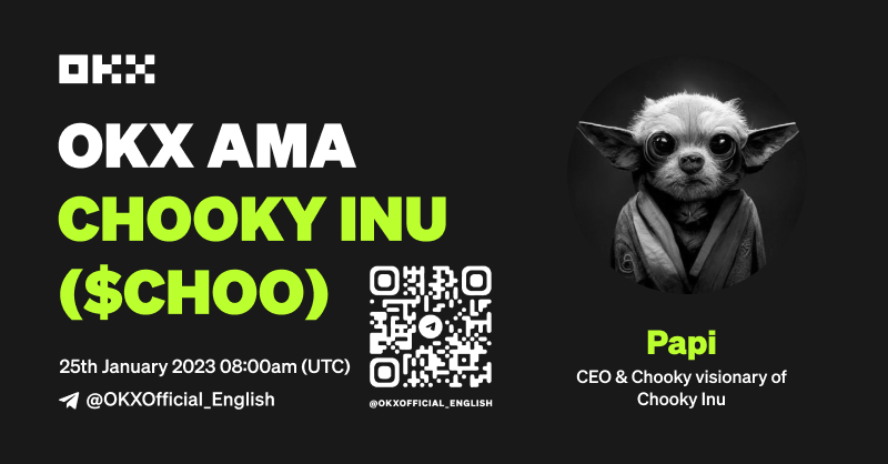okx's tweet photo. 🎙 Join our upcoming AMA campaign with Chooky Inu ($CHOO)

✅ Follow @okx

Raider NFT can be won during the session! See ya! ⤵