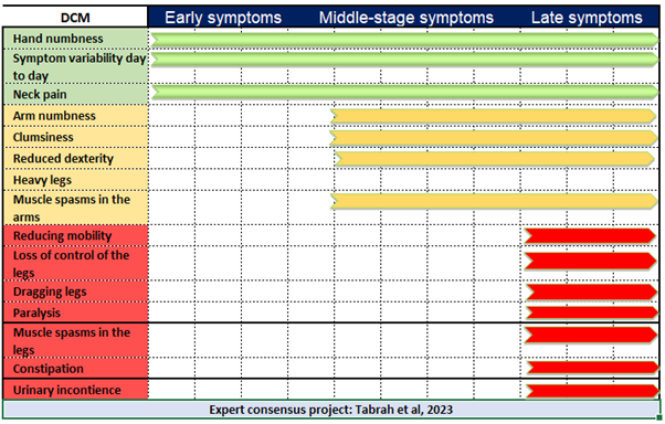 What are the early, middle and late stage symptoms of degenerative cervical myelopathy (DCM)? We used a 2 stage survey and expert consensus meeting with 12 physios and neurosurgeons. Hoping to present at BritSpine in April, but here is a preview. More research needed...
#hrch