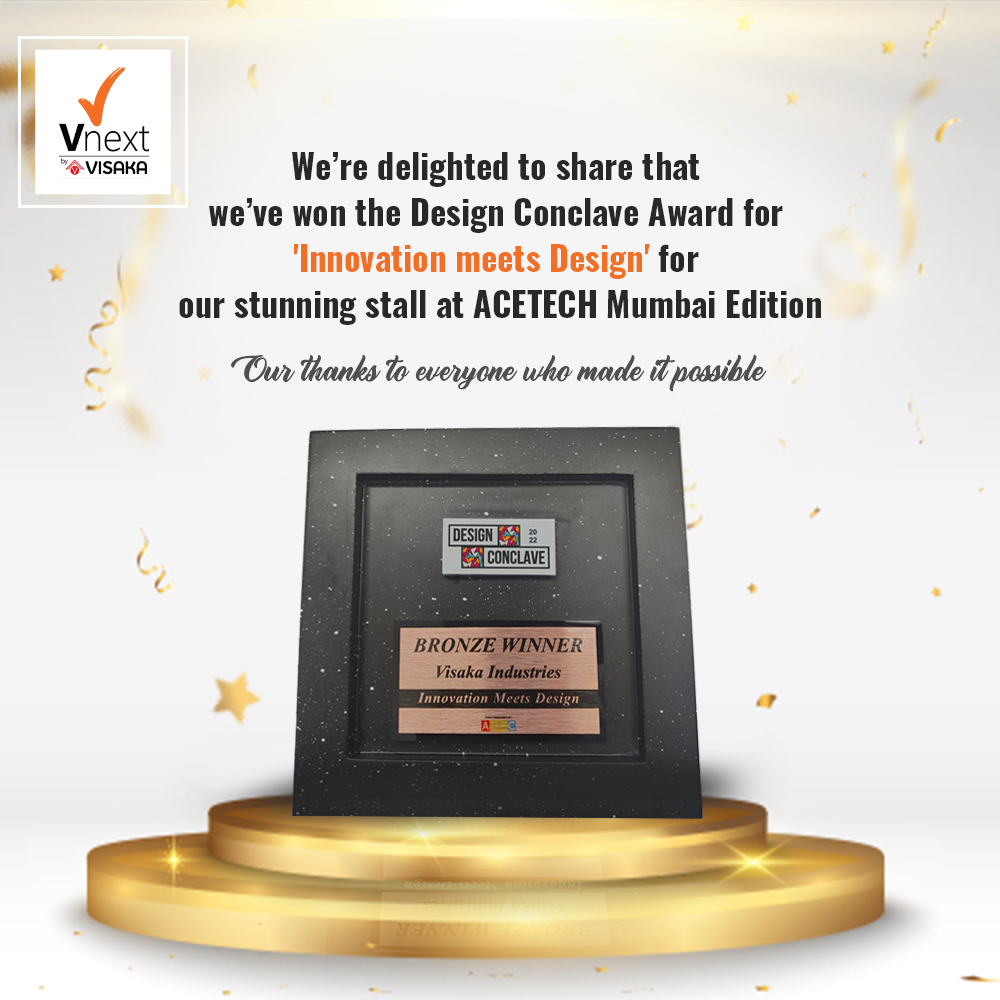vnext_visaka's tweet photo. We’re thrilled to share this news with you – our patrons and our followers. It feels great to be recognised for a job well done and we’d like to thank everyone who made this possible.
#DesignConclave #Acetech #AceTechMumbai #Awards #Visaka #buildwithvnext #exhibition https://t.co/l9O8HpX5tR
