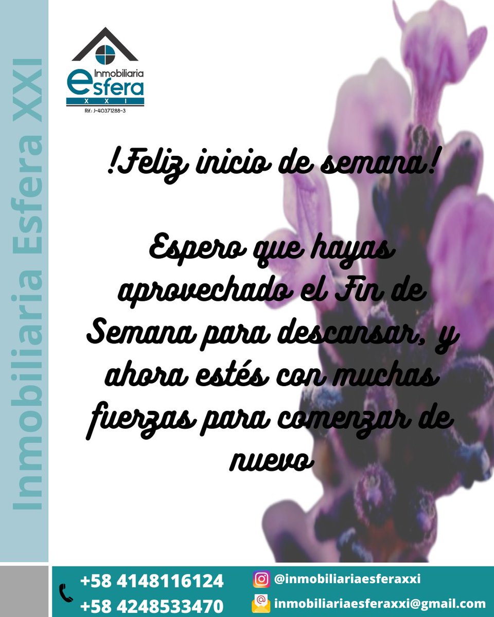 Teléfono: +58 414 8116124
+58 424 8533470
Correo: inmobiliariaesferaxxi@gmail.com
Instagram: @inmobiliariaesferaxxi
Linkedln: Inmobiliaria Esfera XXI
Facebook: Inmobiliaria Esfera XXI
Youtube: Inmobiliaria Esfera XXI
Pinterest: Inmobiliaria Esfera XXI
