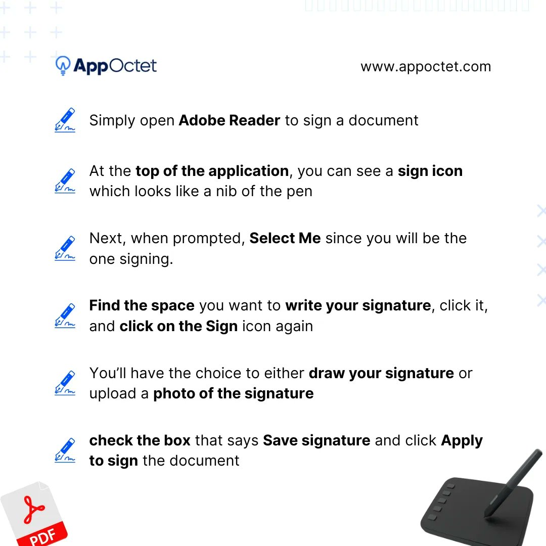 Now it's easy right ? Electronically sign a PDF, ✍️

Fore more such tips follow up 🙂👈

#appoctet #appoctetservices #businesss #startups #webdevelopment  #appdevelopment
#technology #techpartner #technologytips #tipsandtricks #techtricks #techtip #app #ai #website #qa #ui/ux