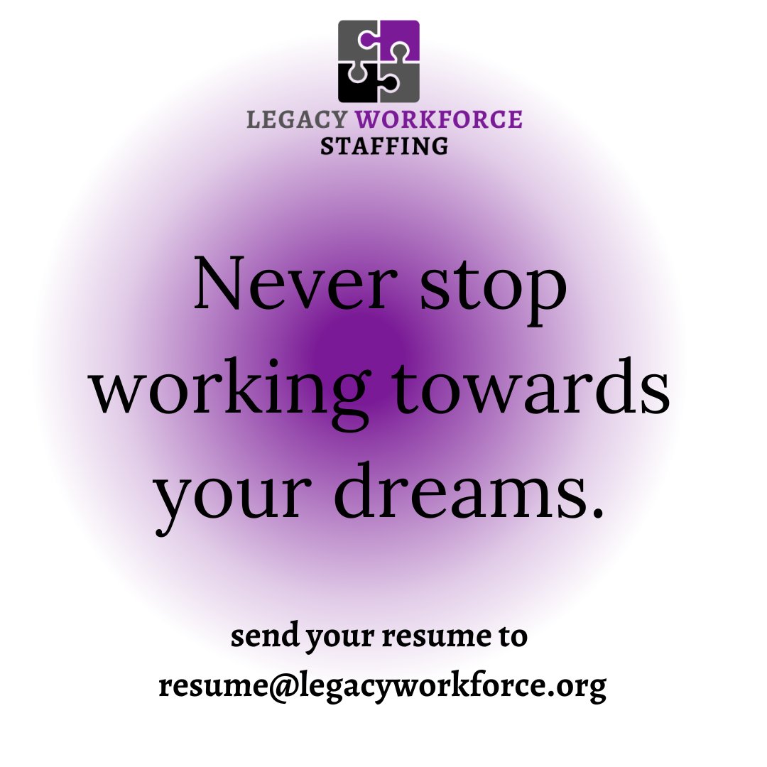 LegacyWorkforce's tweet image. Always work on your dreams! We believe in you!

#MondayMotivation
#nurselife #healthcare
#careergoals #nowhiring #employment #recruitment