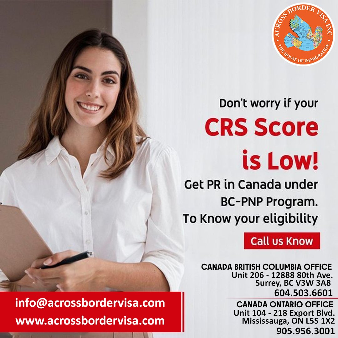 abvcanada's tweet photo. Are you worried about your low CRS score? Do not get worried about it.
Let us assess your eligibility to apply for the BC-PNP, one of the most suitable PNPs to get PR in Canada.

👉 Call us at 📲 +1 (778) 903-1243 https://t.co/SMmoUNjFoK