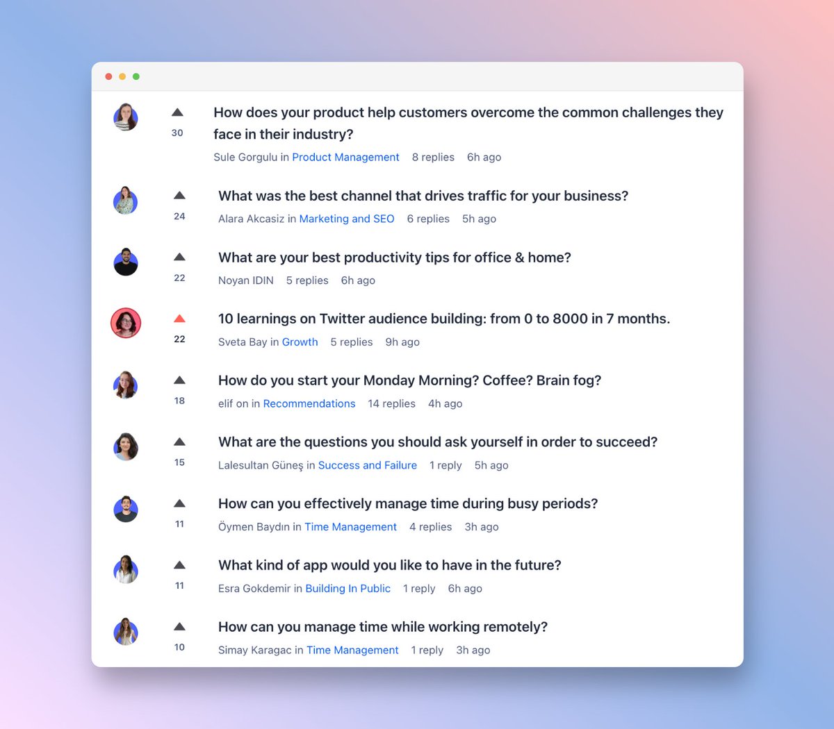 What's happening in Product Hunt discussions?

I feel like a rebel among similar blue avatars 🤣