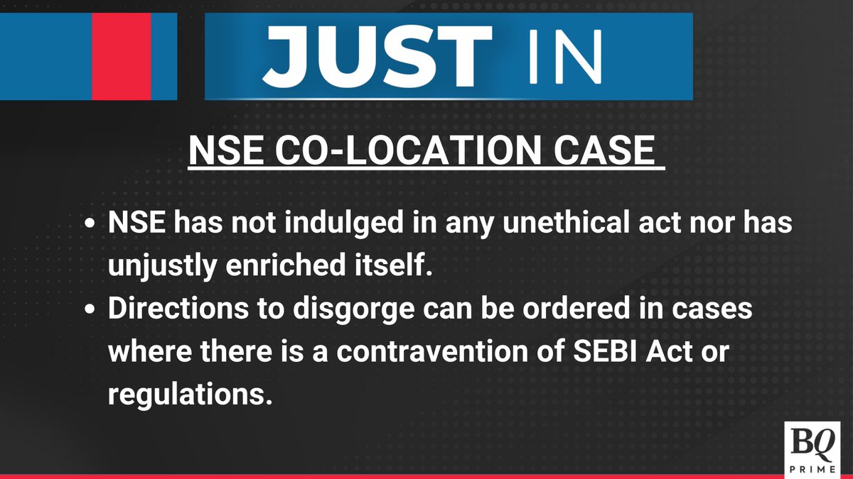 NDTVProfitAlpha's tweet photo. #CoLocationCase: Securities Appellate Tribunal sets aside Rs 624 crore disgorgement order against #NSE.
For the latest news & updates, visit: https://t.co/gXeGqKQ77P https://t.co/m8GDdSD2Fv