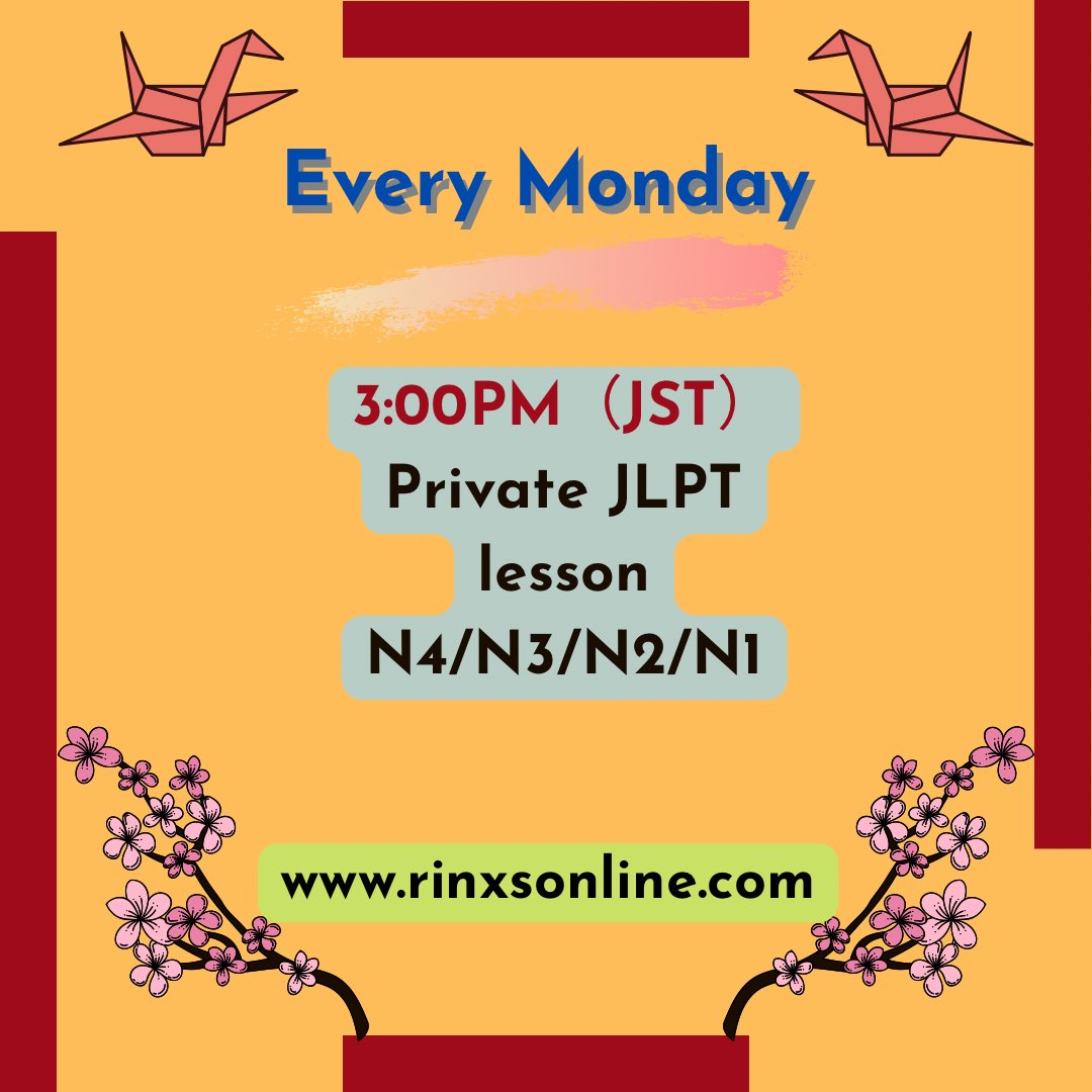 AS29688627's tweet photo. Japanese lesson schedule
@rinxsonline #Japaneseonline #studyJapanese #learnJapanese #businessJapanese #JLPT #日本語勉強中 https://t.co/gcbUVDjb58
