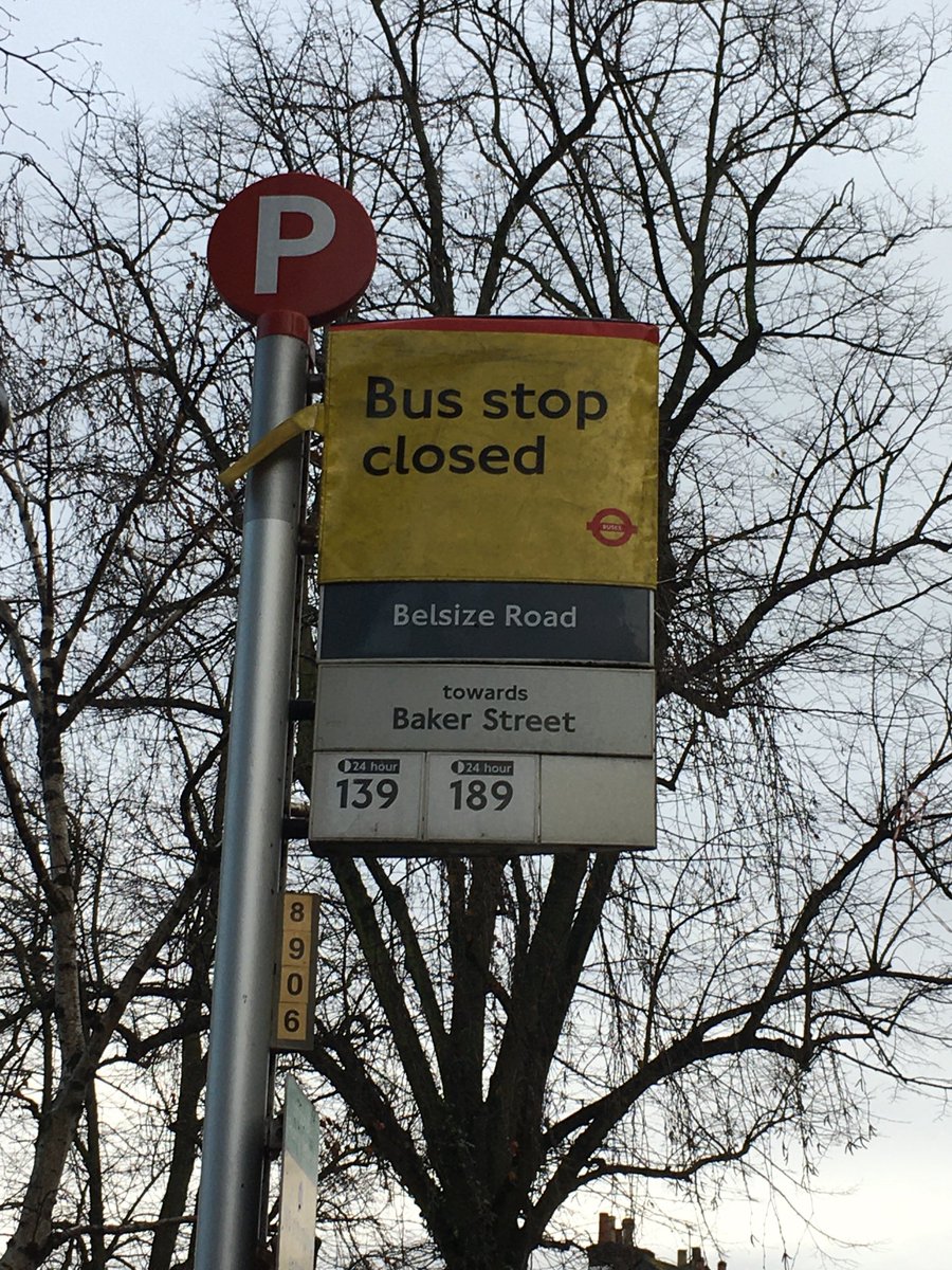 elizabeth knowles (@elizabethknowl3) on Twitter photo Just two of the five bus stops closed here.
Not necessary to “ close” as buses have to stop anyway.
Please can you put up temporary stops when you do this. Its a very long way between stops.<a href="/TfL/">TfL</a> <a href="/CamdenCouncil/">Camden Council</a> <a href="/mossbat/">Andrea Butcher</a> Just two of the five bus stops closed here.
Not necessary to “ close” as buses have to stop anyway.
Please can you put up temporary stops when you do this. Its a very long way between stops.<a href="/TfL/">TfL</a> <a href="/CamdenCouncil/">Camden Council</a> <a href="/mossbat/">Andrea Butcher</a>
