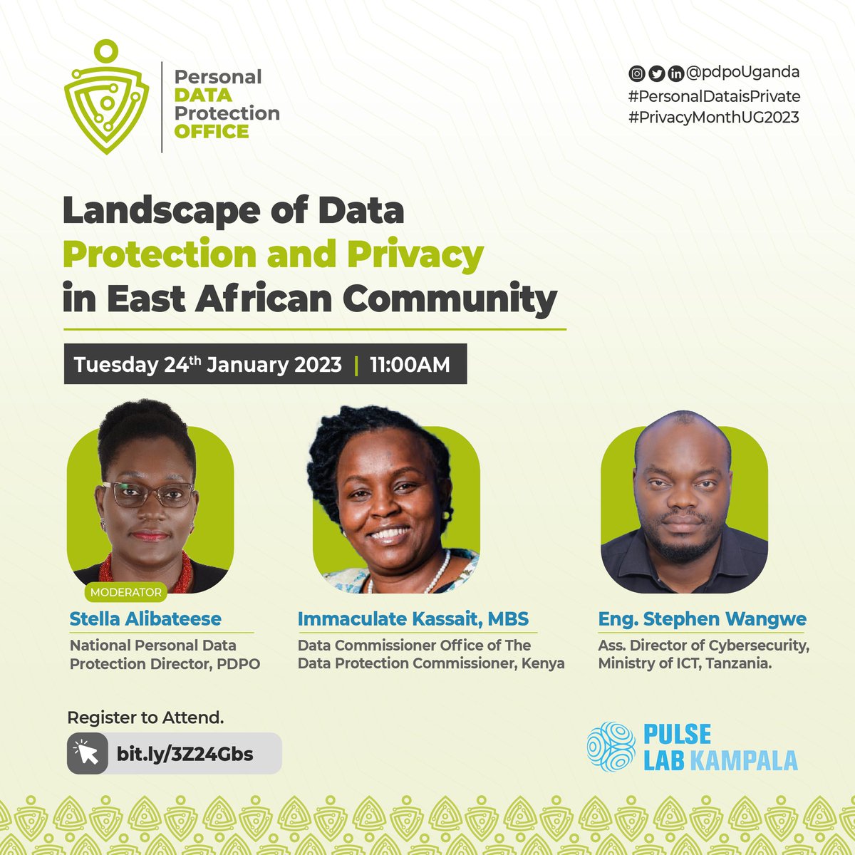 I will be moderating an expert panel discussion on; 'the Landscape of Data Protection and Privacy in the East African Community' tomorrow at 11:00 am E.A.T.
Join us. Register here: bit.ly/3Z24Gbs
#PrivacyMonthUG2023 #PersonalDataisPrivate.