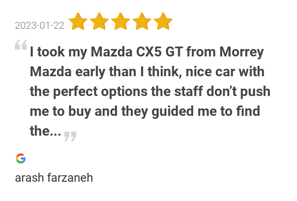 MorreyAutoGroup's tweet photo. New 5.0-star Review: "I took my Mazda CX5 GT from Morrey Mazda early than I think, nice car with the perfect... https://t.co/bgXseXYqYA