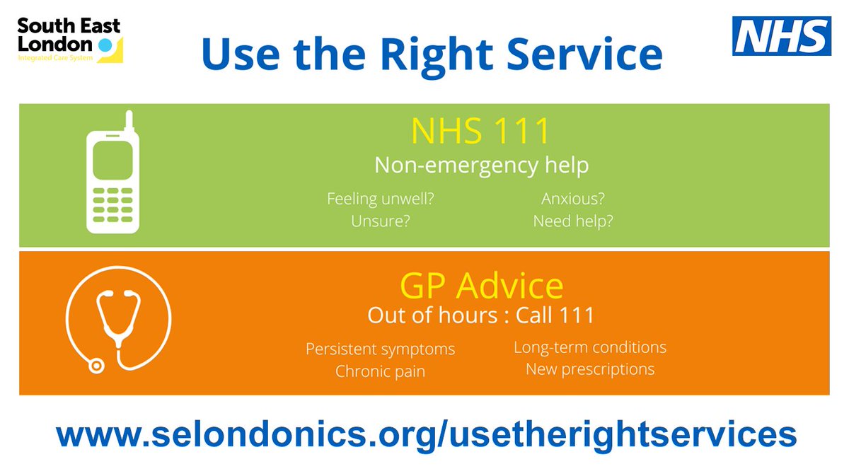 South East London ICS (@selondonics) on Twitter photo Today, some ambulance Trusts - including <a href="/Ldn_Ambulance/">London Ambulance Service</a> - are on strike.
1️⃣ ONLY call 999 in a life-threatening emergency
2️⃣ If it's not life-threatening, use 111.nhs.uk
Please make sure you use the service that is right for you: selondonics.org/usetherightser… Today, some ambulance Trusts - including <a href="/Ldn_Ambulance/">London Ambulance Service</a> - are on strike.
1️⃣ ONLY call 999 in a life-threatening emergency
2️⃣ If it's not life-threatening, use 111.nhs.uk
Please make sure you use the service that is right for you: selondonics.org/usetherightser…