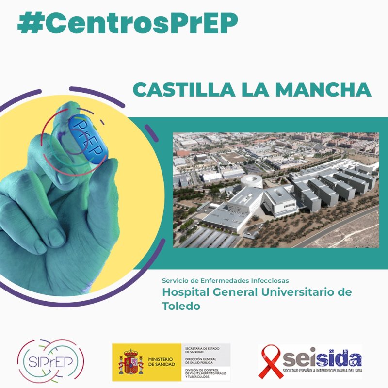 siprepred's tweet photo. #CentrosPrEP
Hoy te presentamos:
ℹ️ El Hospital General Universitario de Toledo de @SanidadCLM, otro de los centros que dispensan #PrEP en España.
#SIPrEP @sanidadgob @SaludISCIII @Seisida @riscomunica
Busca tu centro #PrEP más cercano en nuestra web.👇
https://t.co/VX0E0X6MVP https://t.co/jKdcpMEtjF