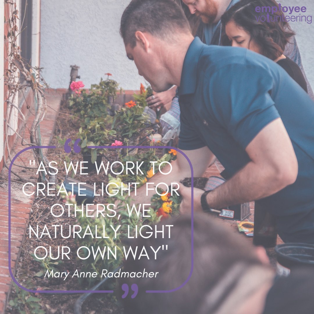 𝗠𝗼𝗻𝗱𝗮𝘆 𝗠𝗼𝘁𝗶𝘃𝗮𝘁𝗶𝗼𝗻 "As we work to create light for others, we naturally light our own way" - Mary Anne Radmacher 

#mondaymotivation #volunteering #employeevolunteering #csr