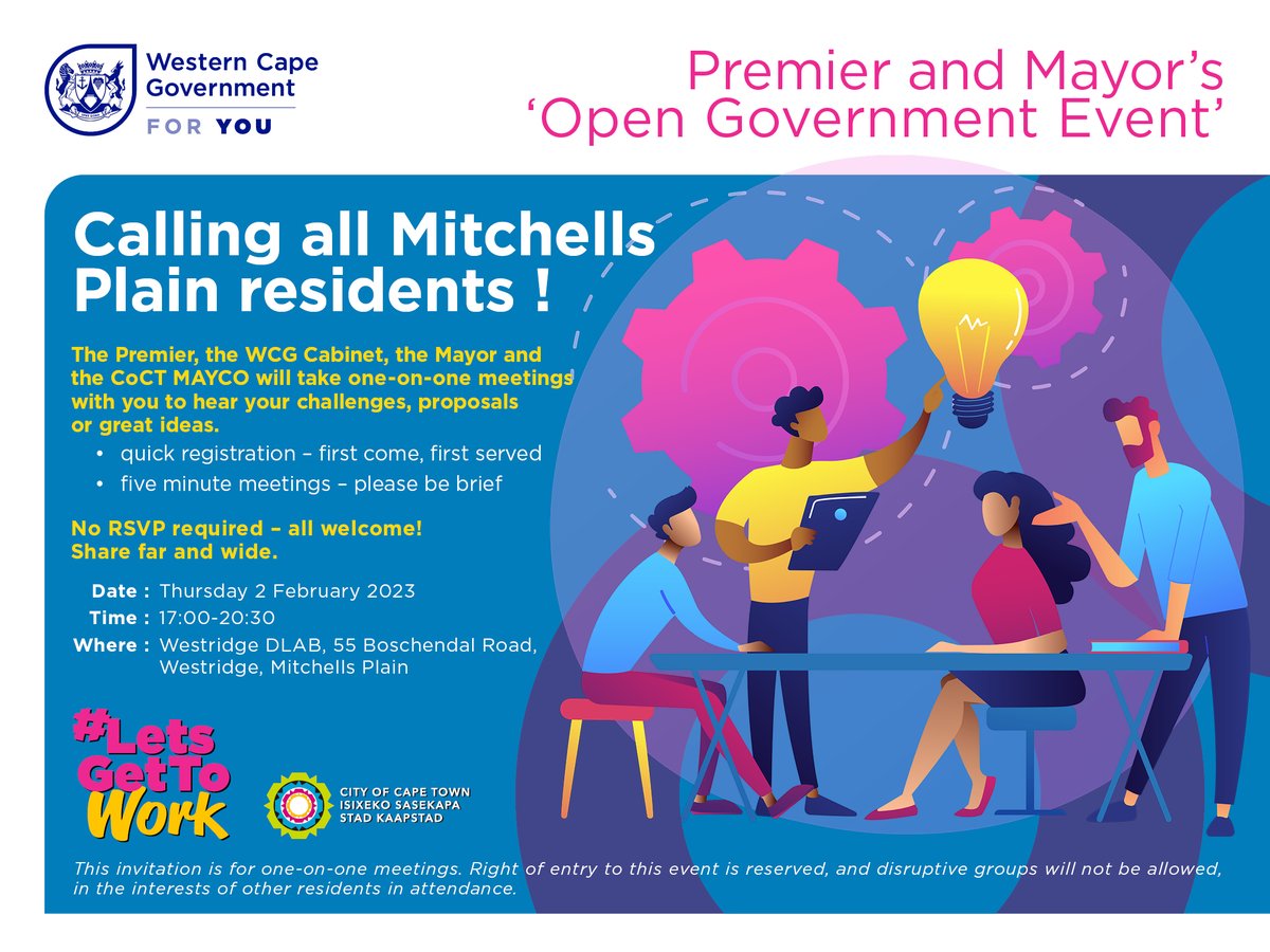Premier Alan Winde (@alanwinde) on Twitter photo We are bringing the <a href="/WesternCapeGov/">Western Cape Gov</a> closer to you. Join us & Mayor <a href="/geordinhl/">Geordin Hill-Lewis</a> as well as his team at the 1st #FirstThursday for 2023, this time in Mitchells Plain. We are bringing the <a href="/WesternCapeGov/">Western Cape Gov</a> closer to you. Join us & Mayor <a href="/geordinhl/">Geordin Hill-Lewis</a> as well as his team at the 1st #FirstThursday for 2023, this time in Mitchells Plain.