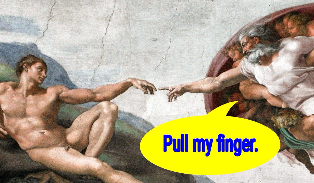 funnybonetech's tweet image. &quot;The Creation of Adam&quot;  by Michelangelo
#pullmyfinger #art