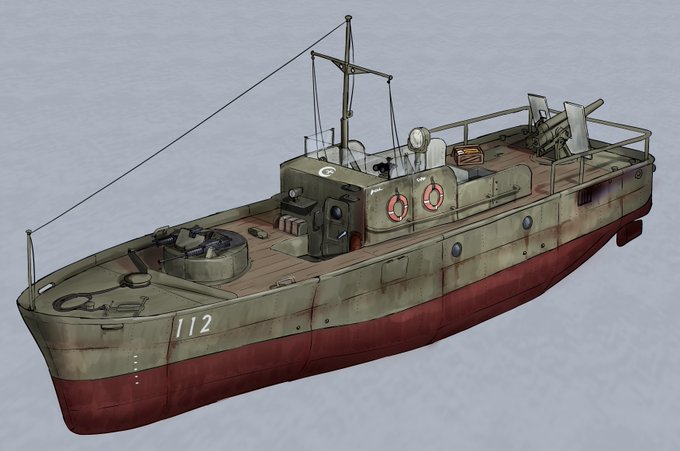PBRのラジコン作ったら河川哨戒艇を描きたくなったのでラクガキするも、メンドウ軍縮条約のため背景と乗員まで描けませんでした いつかちゃんと描く・・ 