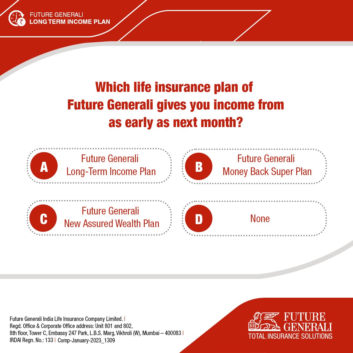 GCLifeCo's tweet photo. If you have seen our #LTIP special film then you will also comment below the correct answer.
If not, watch Future Generali Long-Term Income Plan special film here: https://t.co/W61xR3XYHt
#FGILI #LifeInsurance #Insurance #IncomePlan #Income #SecureFuture #FinancialSecurity https://t.co/HXX9i5QBvt