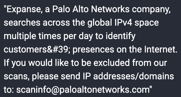 _mabe's tweet photo. Dear @PaloAltoNtwks, why not just respect robots.txt. Instead you put this information in user agent string: https://t.co/v2oCKhM6fV