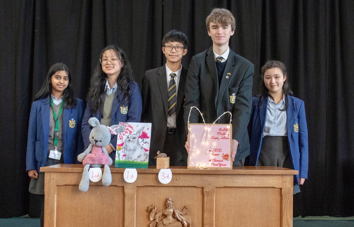 OhgsRS's tweet photo. The year of the Rabbit 🐇 has begun. Well done to the winnners of our rabbit making competition. Winning entries and DICE Team judges pictured. @OldhamHulme https://t.co/QLV5pYrGTs