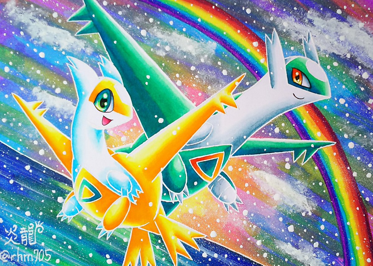 rhm705's tweet photo. 【再掲】
色違いラティアスと色違いラティオス✨🌊🌈 https://t.co/CTsE0eZdAU