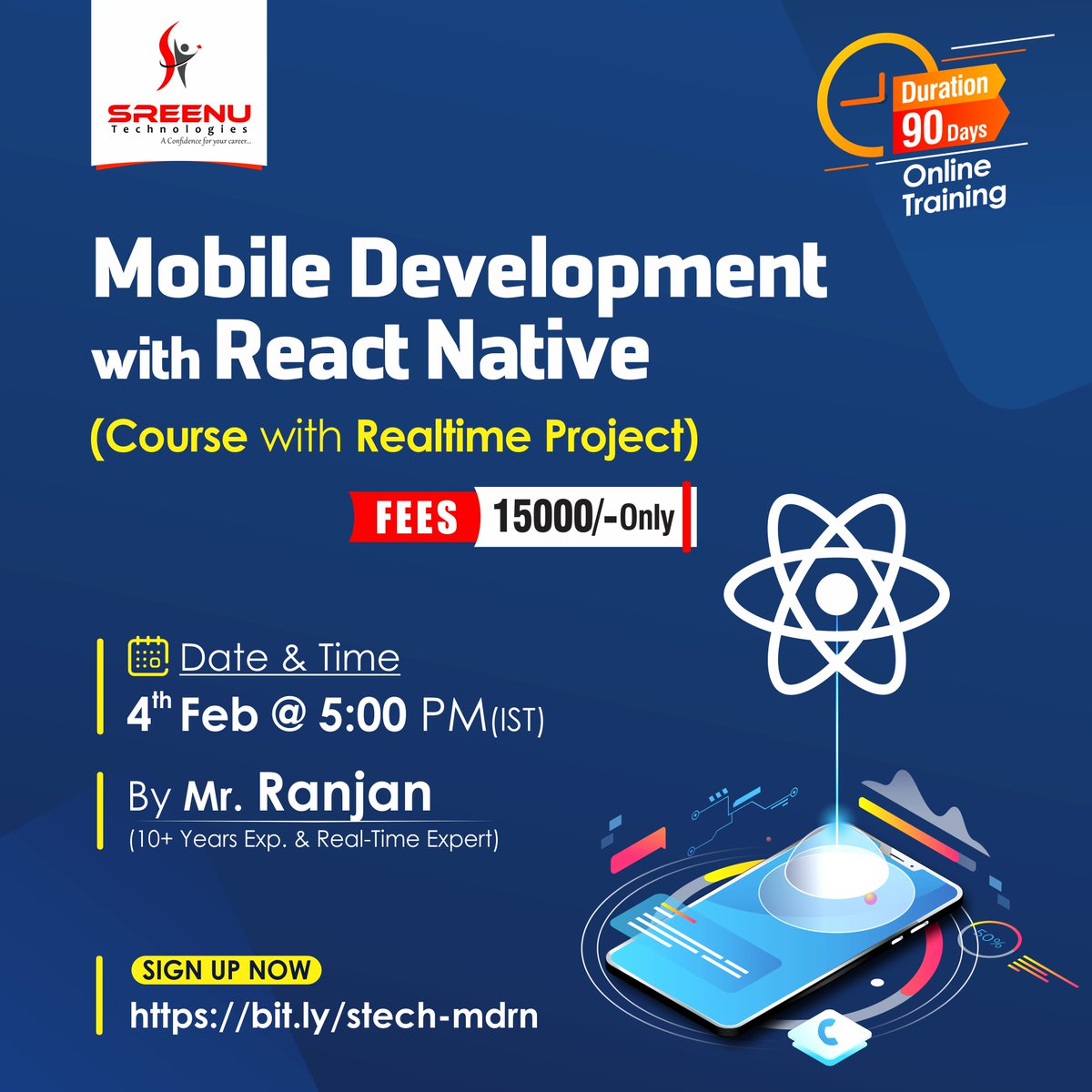 SreenuTech's tweet photo. Mobile Development with React Native | By Mr. Ranjan
🕒Date & Time: 4th Feb @ 5:00 PM (IST)
✍️Register Now: https://t.co/VkYHLjFu6w
👉Join: https://t.co/ke3bhw4T8S
👉Ping: https://t.co/DywRf1C3xt
#Mobile #Development #Native #ReactJS #Realtimeproject #Onlinetraining #Sreenutech https://t.co/NHSgvNSWPp