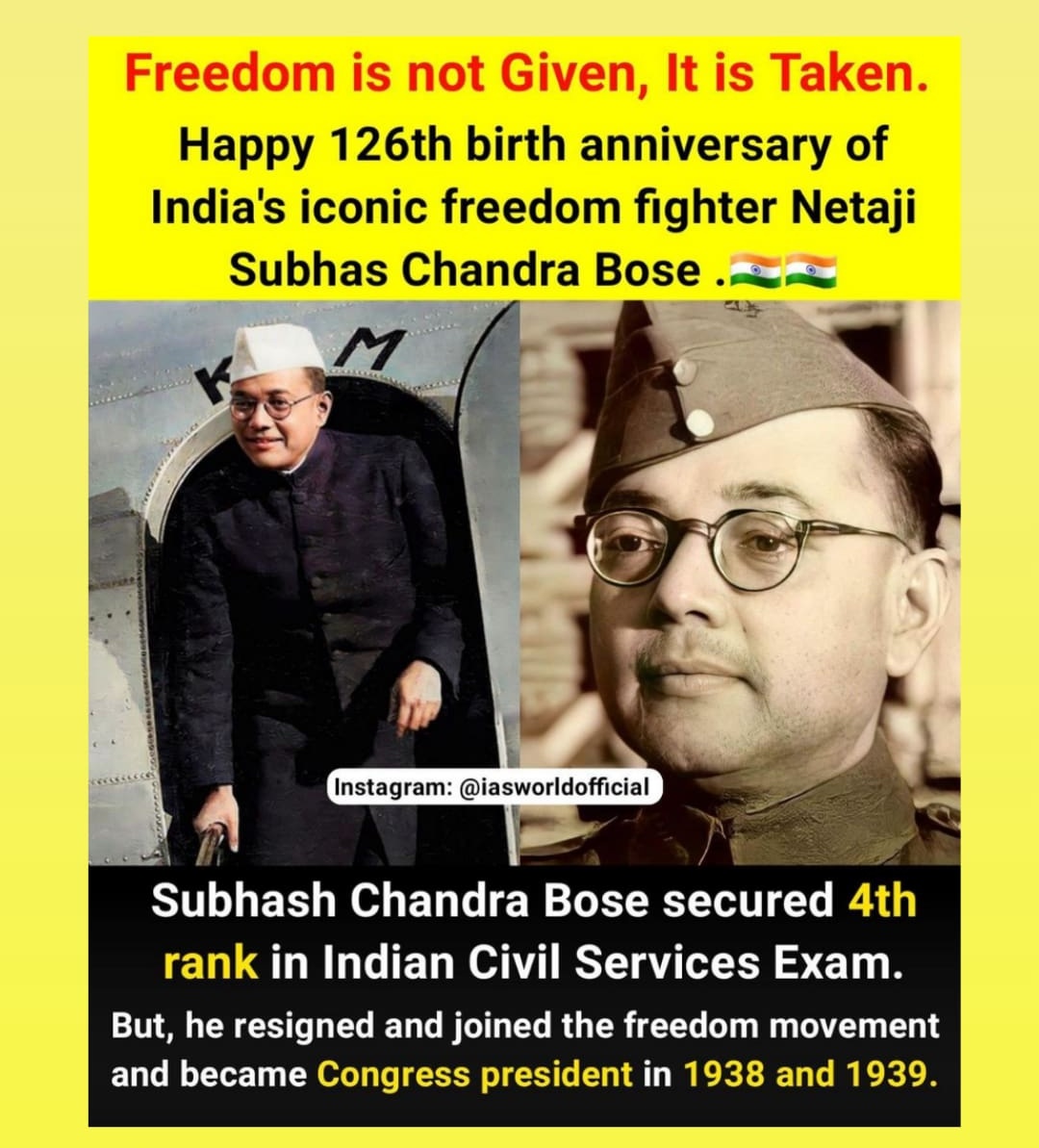 Truly a hero and inspiration for the young minds of our nation 🇮🇳❤️
#NetajiSubhasChandraBose
#NetajiSubhasChandraBoseJayanti #NetajiAt126 #FreedomFighter