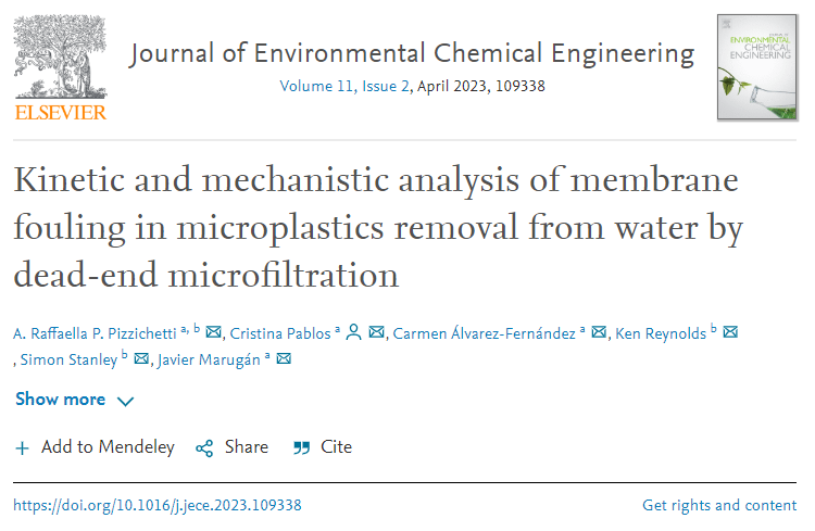 Raffa_Piz's tweet photo. 📢New Paper!!📢

Excited to share our new publication on the kinetic and mechanistic analysis of membrane #fouling by #microplastics!! 

👉Check it out: https://t.co/QrdFFTZfHx 👈

@REWATERGY_EID @photonersURJC @MSCActions https://t.co/SpyMz3c457