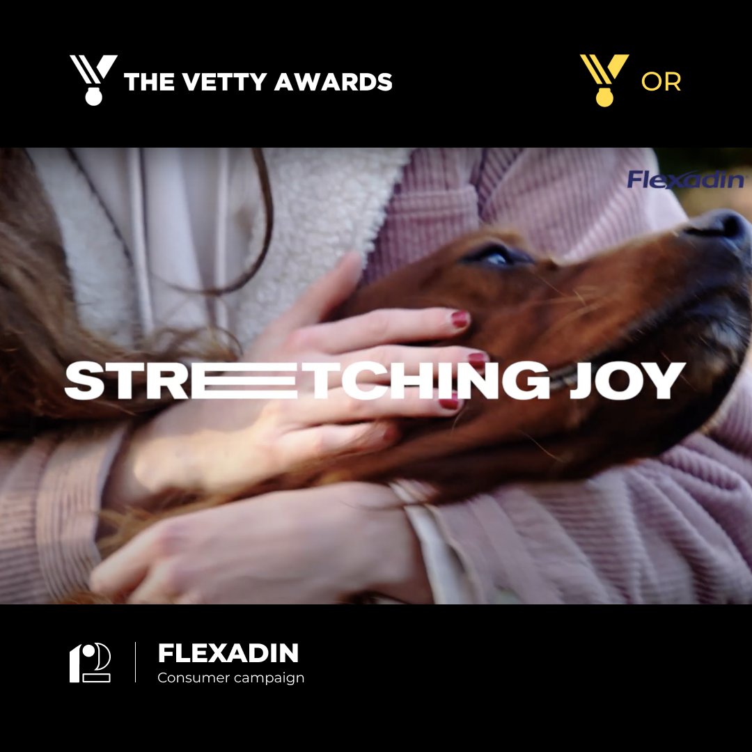 AgenceR2's tweet photo. Nous sommes ravis d’avoir remporté l’or aux Vetty Awards d’Orlando pour notre campagne “Stretching joy” développée à l’international In house of Vetoquinol USA 🏆

Bravo à l’équipe Vetoquinol USA 👏 https://t.co/K0nosXOOLI