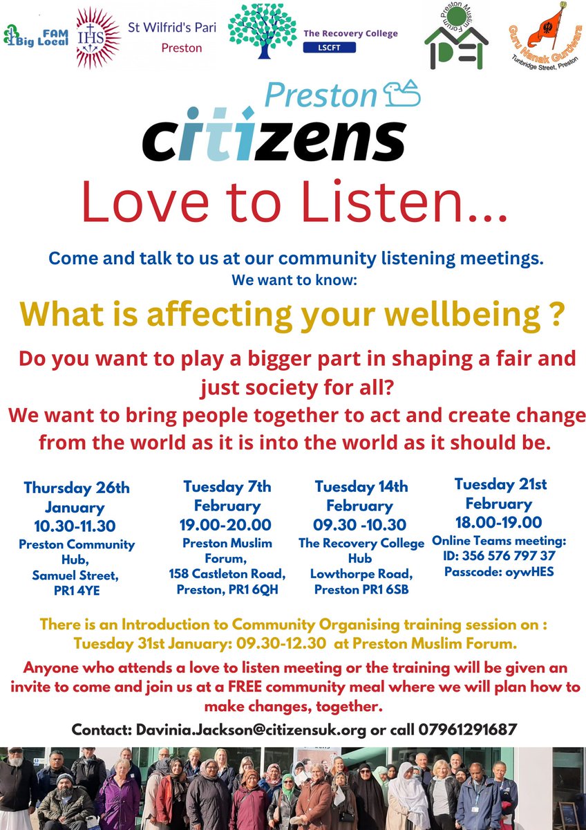 It is here. It is exciting. An opportunity for local people to have a say and make change! Preston Citizens' Love to Listen 👇
#communityorganising #CitizensUK