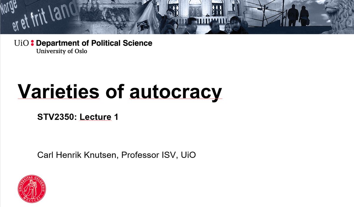 Carl Henrik Knutsen (@carlhknutsen) on Twitter photo Our BA course "Autocratic politics" at <a href="/UniOslo_SVfak/">SV-fakultetet UiO</a> starts today. Check it out:
uio.no/studier/emner/…
Excited to meet all the students and teach together with <a href="/felixhaass/">Felix Haass</a> , <a href="/VDjuve/">Vilde Lunnan Djuve</a> @Willibald_S , <a href="/torewig/">Tore Wig</a> , <a href="/philutsc/">Philipp Lutscher</a> , @jacob_nyrup , <a href="/PKolvani/">Palina Kolvani</a> , <a href="/AmalieeNilsen/">Amalie Nilsen</a> , @Gabo0Eric Our BA course "Autocratic politics" at <a href="/UniOslo_SVfak/">SV-fakultetet UiO</a> starts today. Check it out:
uio.no/studier/emner/…
Excited to meet all the students and teach together with <a href="/felixhaass/">Felix Haass</a> , <a href="/VDjuve/">Vilde Lunnan Djuve</a> @Willibald_S , <a href="/torewig/">Tore Wig</a> , <a href="/philutsc/">Philipp Lutscher</a> , @jacob_nyrup , <a href="/PKolvani/">Palina Kolvani</a> , <a href="/AmalieeNilsen/">Amalie Nilsen</a> , @Gabo0Eric