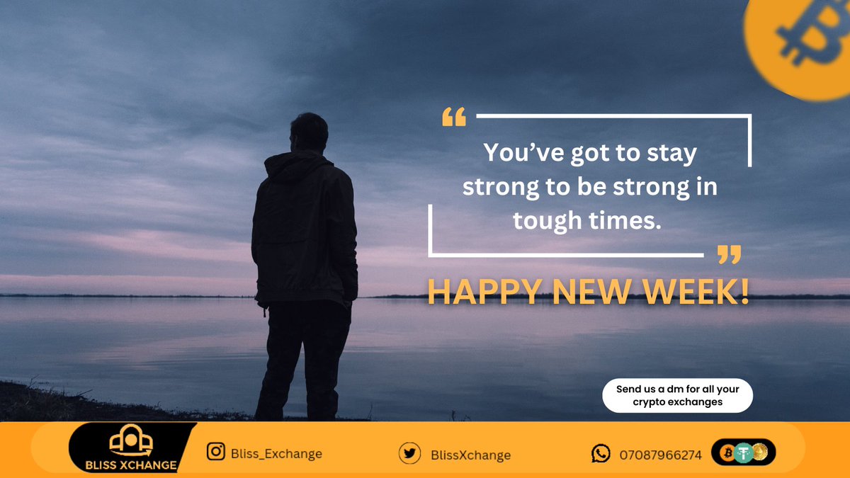 It's a new week, Let's make it profitable by trading with #BlissXchange 

We are available 24/7
wa.me/message/GPF2G5…

#BlissXchange #P2P #Trade #Crypto