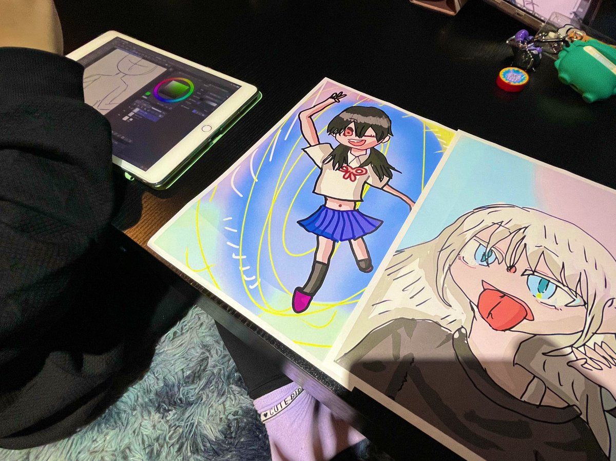 digital_ischool's tweet photo. 速筆すぎてもう3人目制作中！🥰
構図が元気で素敵です〜🥰
次はポニーテールの女の子描きます！
＃イラストレーション ＃女の子イラスト https://t.co/queeFEqnGk