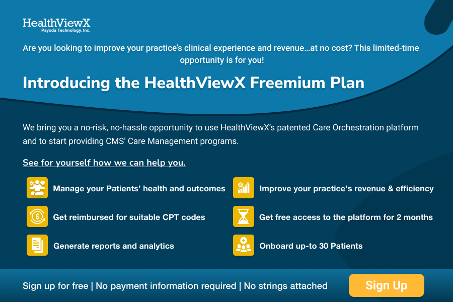 HealthViewX's tweet photo. HealthViewX helps medical practices deliver CMS Care Management programs profitably. 

We offer a basic version of our #HealthViewX #CareOrchestration platform to users at no cost for two months, wherein up to 30 #patients can be onboarded!

Sign Up Now - https://t.co/SqqIKVhme1 https://t.co/4udgU2tz8l
