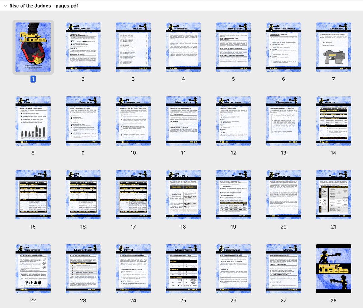 WuDeRpg's tweet photo. Wow! I had so much energy to work on stuff today that I finished Rise of the Judges!

I can't believe it myself, but I think it's finished!

#RISE #RISEjam #RiseOfTheJudges #gamedesign #ttrpg https://t.co/1uL4s7b6m3