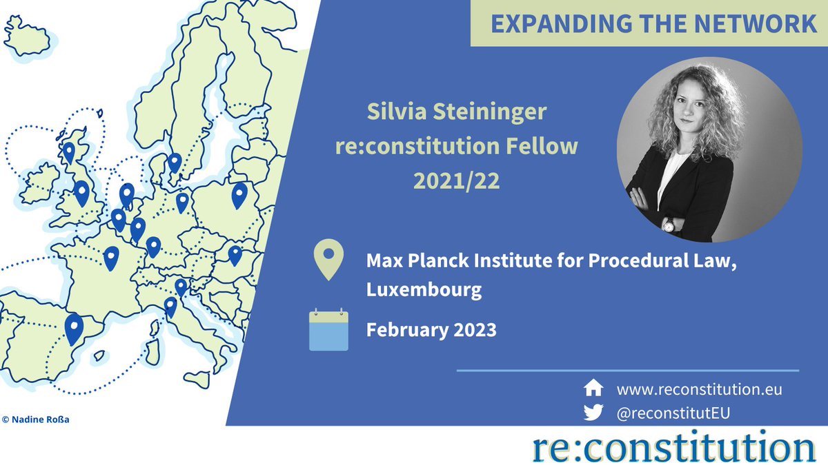 re:constitution (@reconstituteu) on Twitter photo 📣Mobility Phase #1📣 We wish our re:constitution Fellow <a href="/silviasteiningr/">Silvia Steininger</a> all the best <a href="/MPI_Luxembourg/">Max Planck Institute Luxembourg for Procedural Law</a> to work on her project "Let’s Talk About the Rule of Law: Court Communication in the European Rule of Law Crisis"
👉Find Silvia's Fellow profile here: bit.ly/3kzDReZ 📣Mobility Phase #1📣 We wish our re:constitution Fellow <a href="/silviasteiningr/">Silvia Steininger</a> all the best <a href="/MPI_Luxembourg/">Max Planck Institute Luxembourg for Procedural Law</a> to work on her project "Let’s Talk About the Rule of Law: Court Communication in the European Rule of Law Crisis"
👉Find Silvia's Fellow profile here: bit.ly/3kzDReZ
