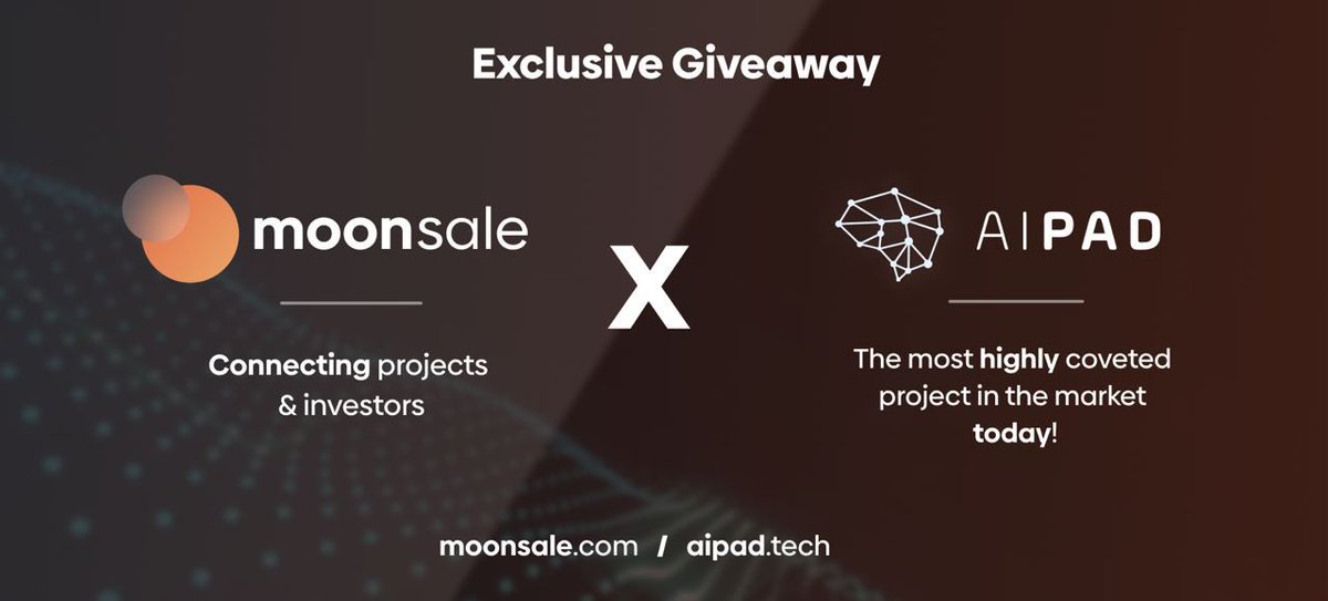 moonsalecom's tweet photo. 🔥Get ready for a launch like no other🔥

🚀#MoonSale debuts as the premier #fairlaunchpad with an exclusive #AIPAD giveaway💰 

😍No Tiers no #KYC 😍😍😍

🤑Don't miss your chance to be a part of something big! ⏳Stay tuned - details 2 follow

#MoonSale #AIPAD #crypto #giveaway https://t.co/2HcZGALhTq