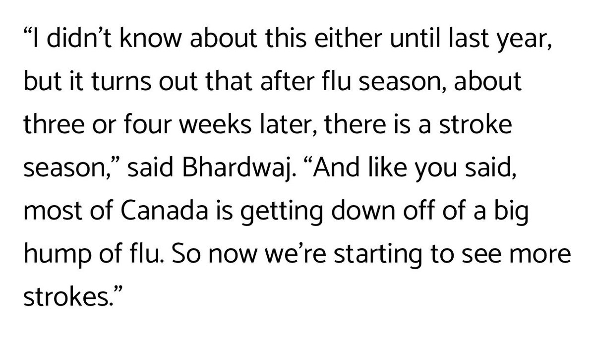 Urgent Care “Doctor” in Canada claims that there’s a “stroke season” after the flu season that started last year. I’m gonna go out on a limb here & say blood clots, myocarditis, sudden deaths in young folks, isn’t called “stroke season” 🙄 Its called dangerous Covid pokey season.