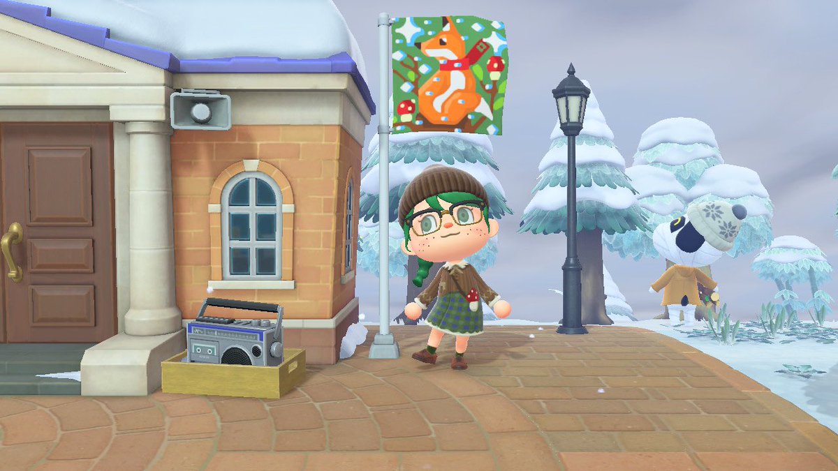 kGRRCrossing's tweet photo. So my plan for my island right now is to lean into a wintery cottagecore vibe. Check out my new island flag 🥹🥰🌨️❄️☃️ #acnh #AnimalCrossing #ACNHDesign #ACNHDesigns #FoxHollow https://t.co/y5XLA84Bqu