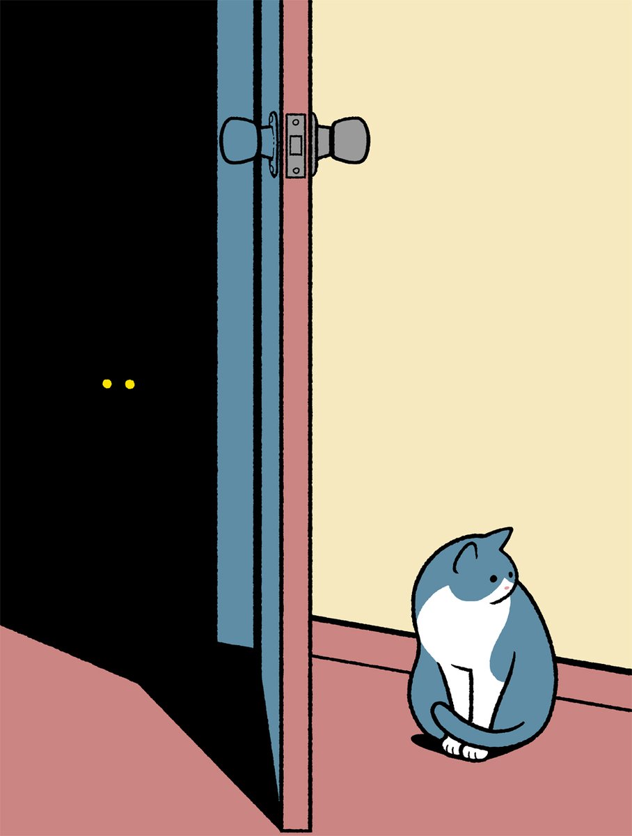 animal animal focus cat door flat color no humans open door  illustration images