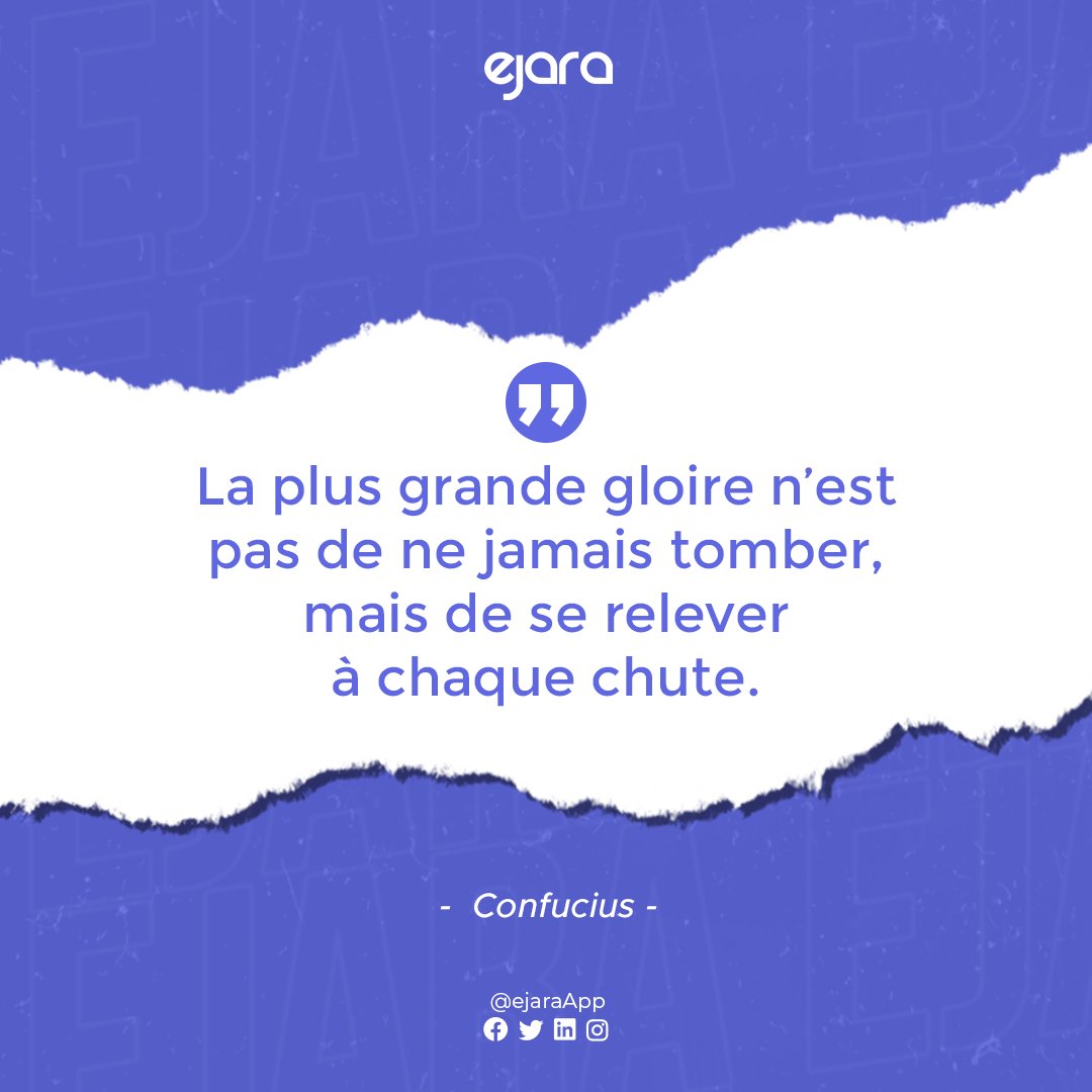EjaraApp's tweet photo. La plus grande gloire n’est pas de ne jamais tomber, mais de se relever à chaque chute - Confucius

𝐁𝐨𝐧𝐣𝐨𝐮𝐫 𝐞𝐭 𝐀𝐆𝐑𝐄𝐀𝐁𝐋𝐄 𝐒𝐄𝐌𝐀𝐈𝐍𝐄 𝐀 𝐓𝐎𝐔𝐒

#Ejara 
#penséespositives 
#Mondaymotivation https://t.co/ggP5GEz8jQ