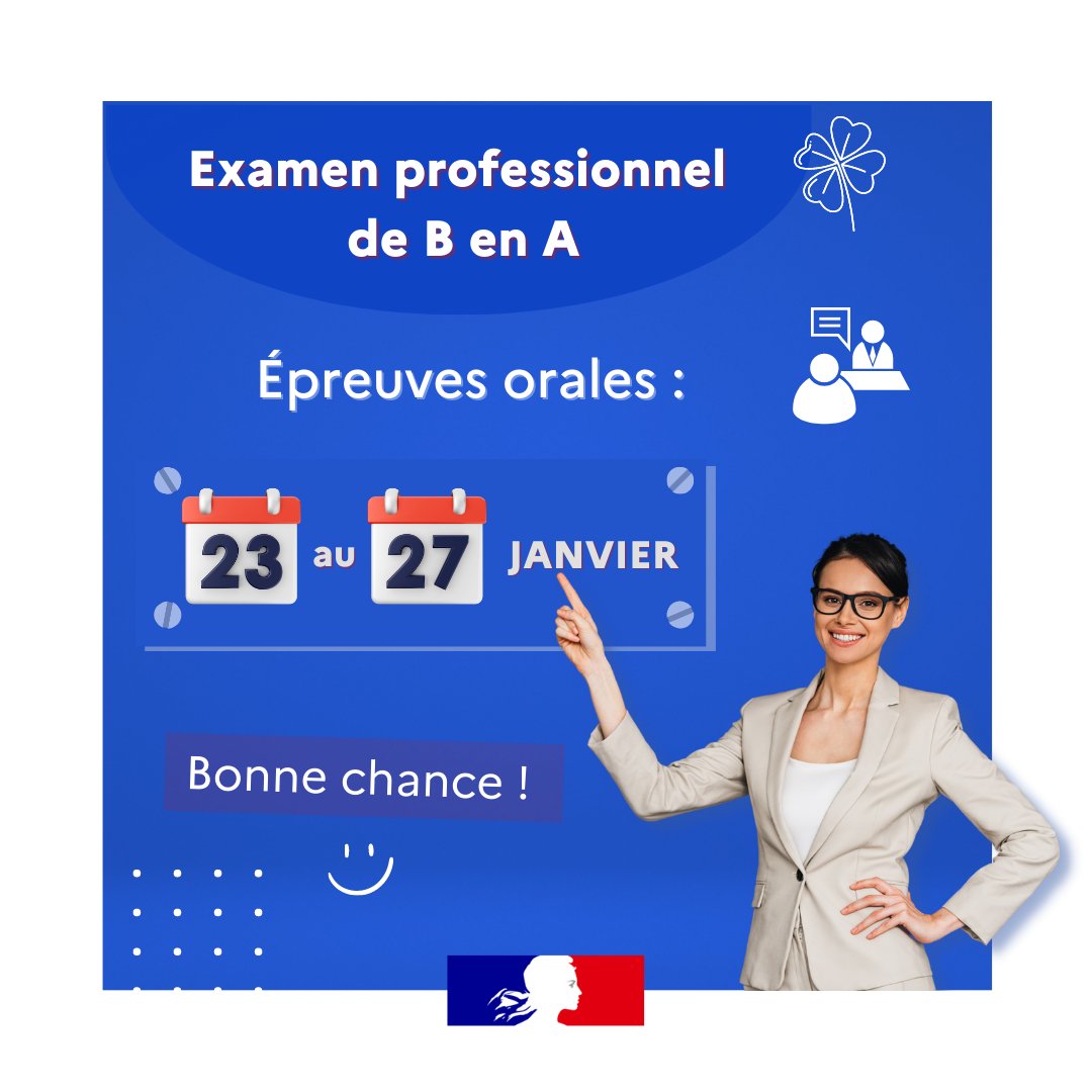 ENFiP_officiel's tweet photo. 🍀 Bonne chance 🍀 également à tous les candidats qui passeront les épreuves orales de l' #examen professionnel de B en A de la @dgfip_officiel !
📅 Rendez-vous le3️⃣février 2023 pour les résultats 🤞 !
#PromotionInterne #Oral #DGFiP https://t.co/LduLvMq0ti