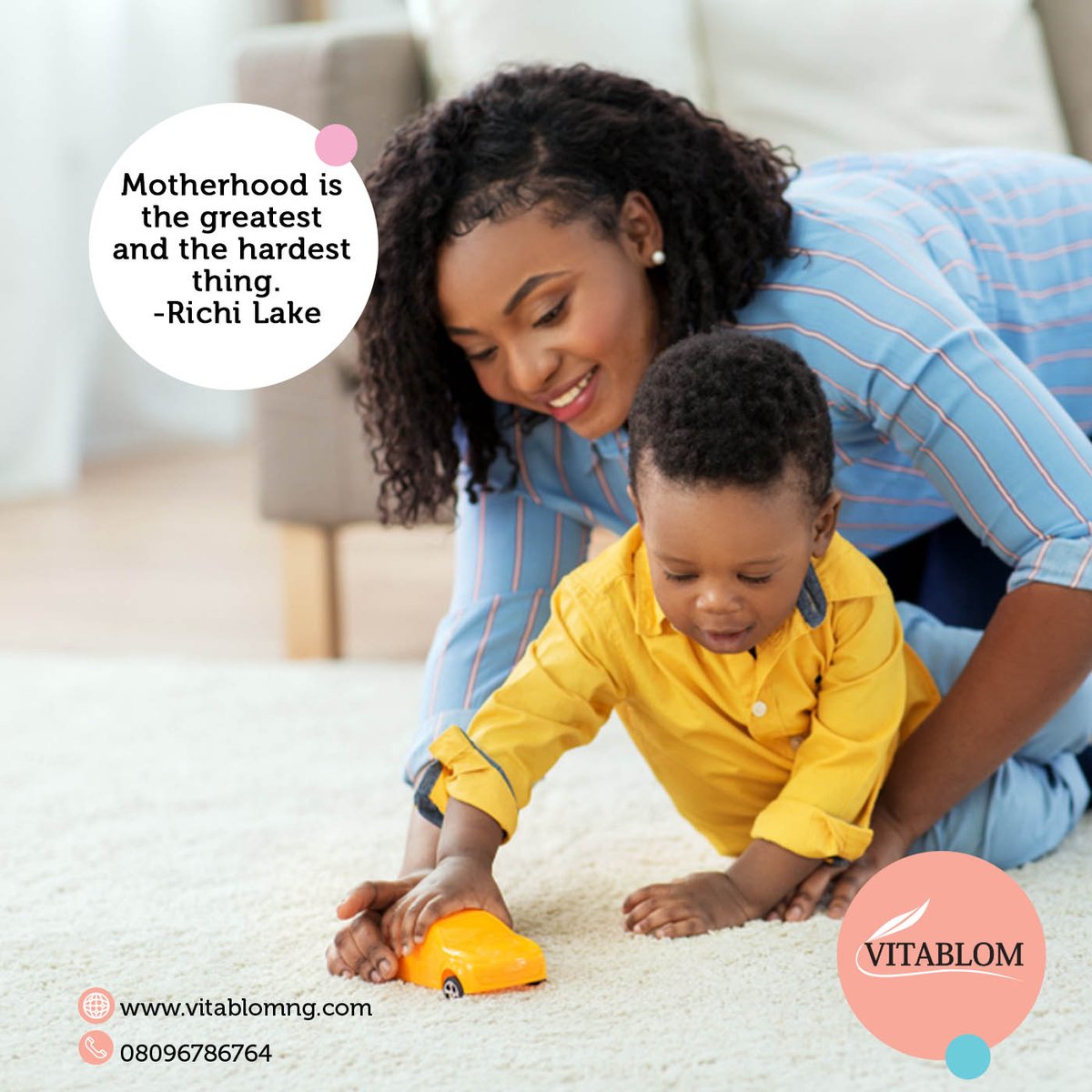 Although motherhood can be tough, it is the most beautiful experience. Hence we designed a range of products  to make the journey a lot easier on you. 
#vitablomng #nursingpillow #vitablom #bedsheet #playmatbaby #babypouf #mother #motherhoodjourney #mondaymorning #MondayMotivaton